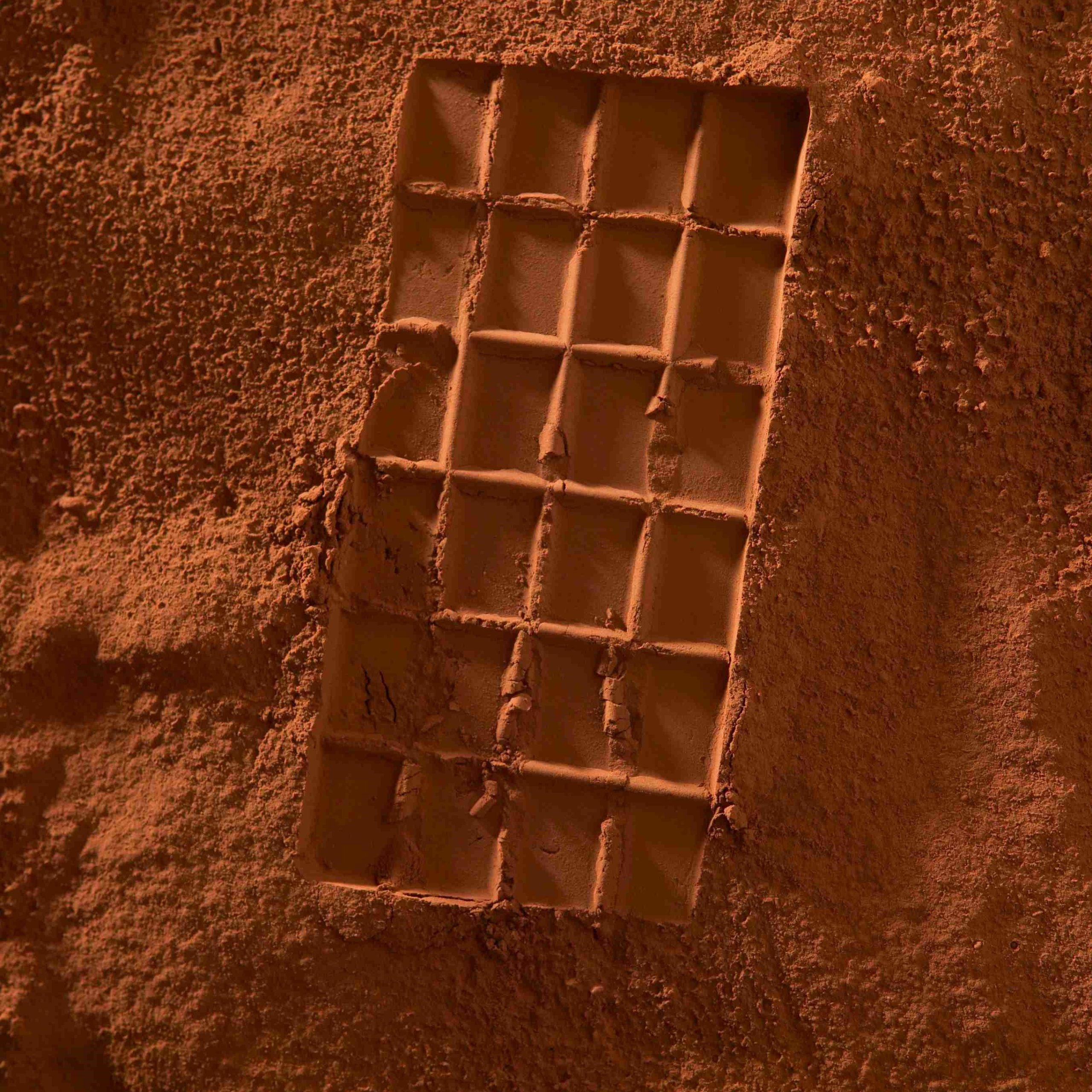 poudre de cacao empreinte de tablette petit format